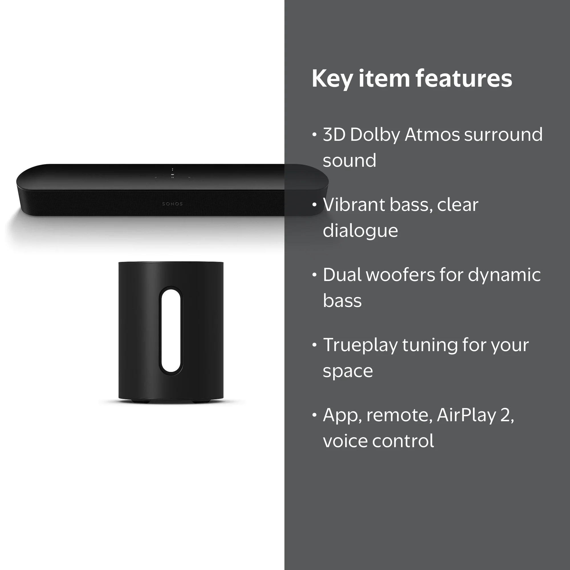 Sonos Beam (Gen 2) and Sub Mini Wireless Subwoofer (Black