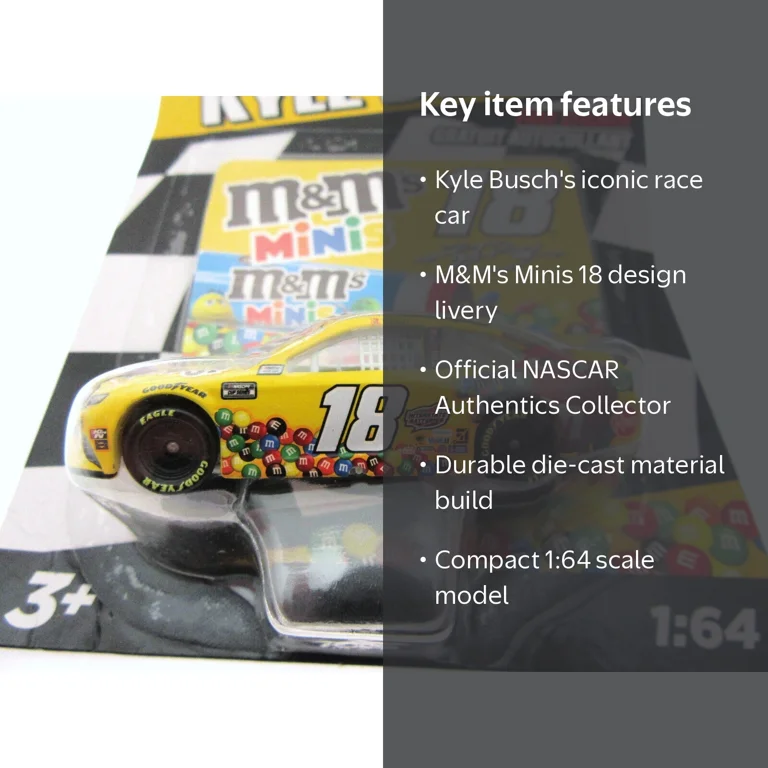 Kyle Busch ~ M&M's Minis Car ~ NASCAR Authentics ~ Die Cast 1:64