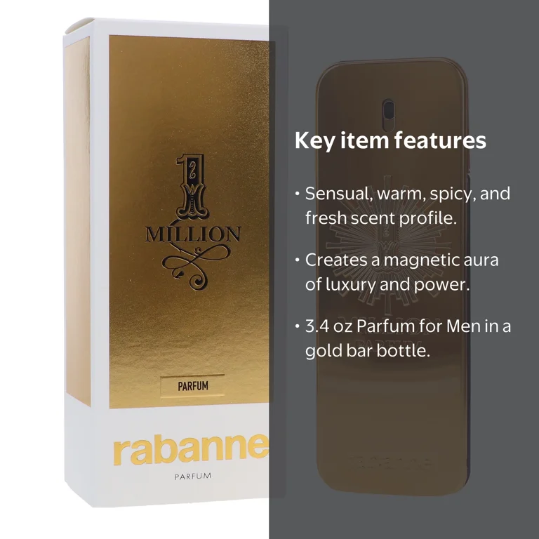 Paco Rabanne, 1 Million Parfum for Men, 3.4 oz, Luxury Fragrance