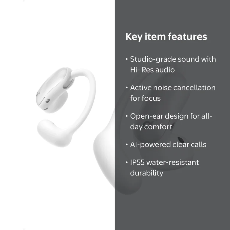 Soundcore AeroFit 2 Pro Wireless Earbuds, Semi-In-Ear ANC, White