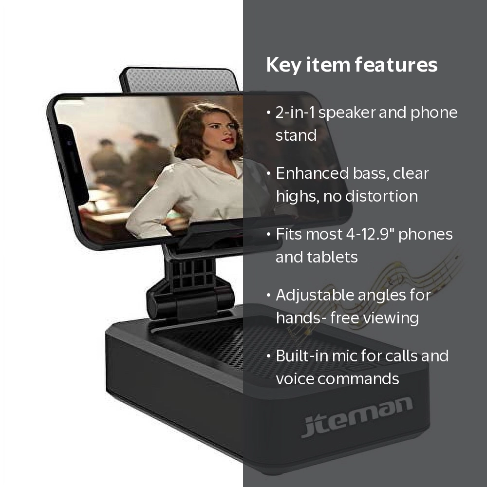Portable Cell Phone Stand with Bluetooth Speaker, Anti-Slip, HD