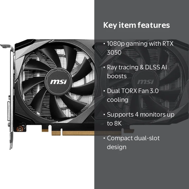 MSI, GeForce RTX 3050 VENTUS 2X 8G OC, 8GB GDDR6 Graphics Card