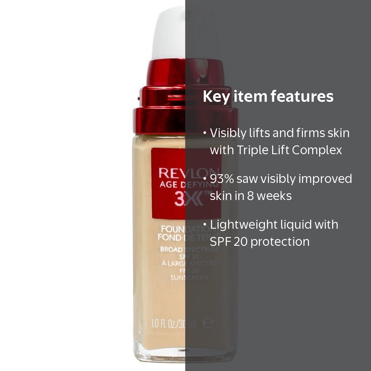 Revlon, Age Defying 3X Foundation SPF 20, 15 Natural Ochre