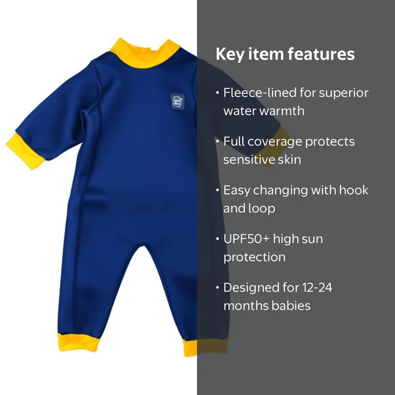 Splash About Warm in One Baby Wetsuit, Navy & Yellow 12-24 Months