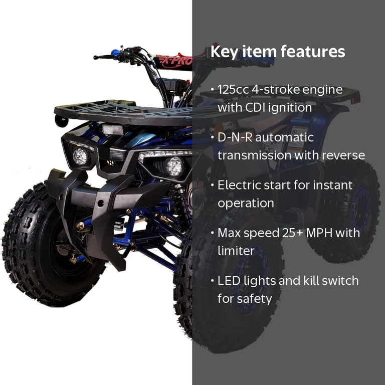 X-Pro Orca 125cc Gas ATV, Automatic Transmission, Reverse, LED