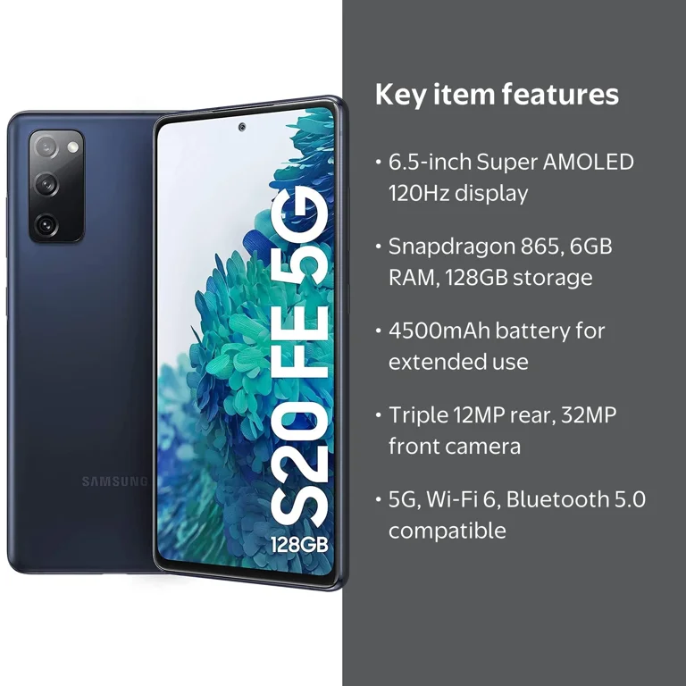 Samsung, Galaxy S20 FE 5G Smartphone, 128GB, Cloud Navy - Walmart.com
