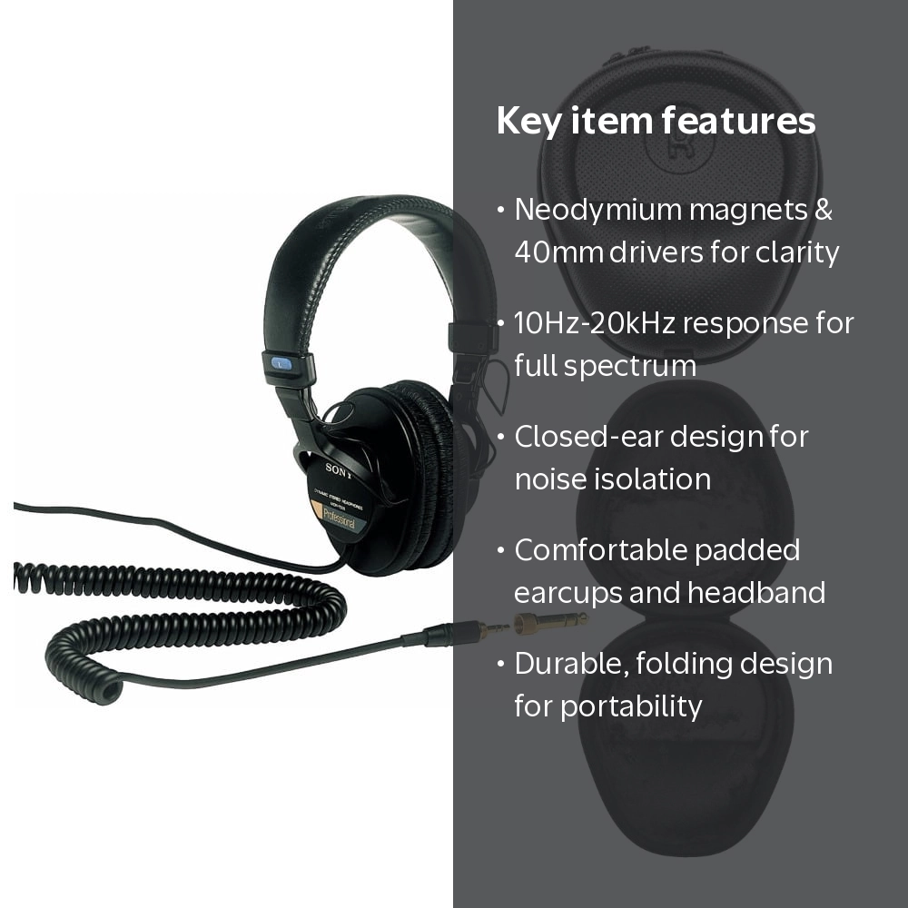 Sony MDR7506 Professional Large Diaphragm Headphone Bundle with