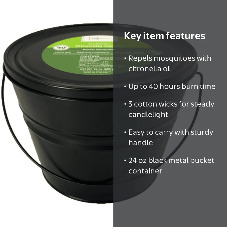 Mainstays Outdoor Citronella Candle, Black, 24 oz, Repels