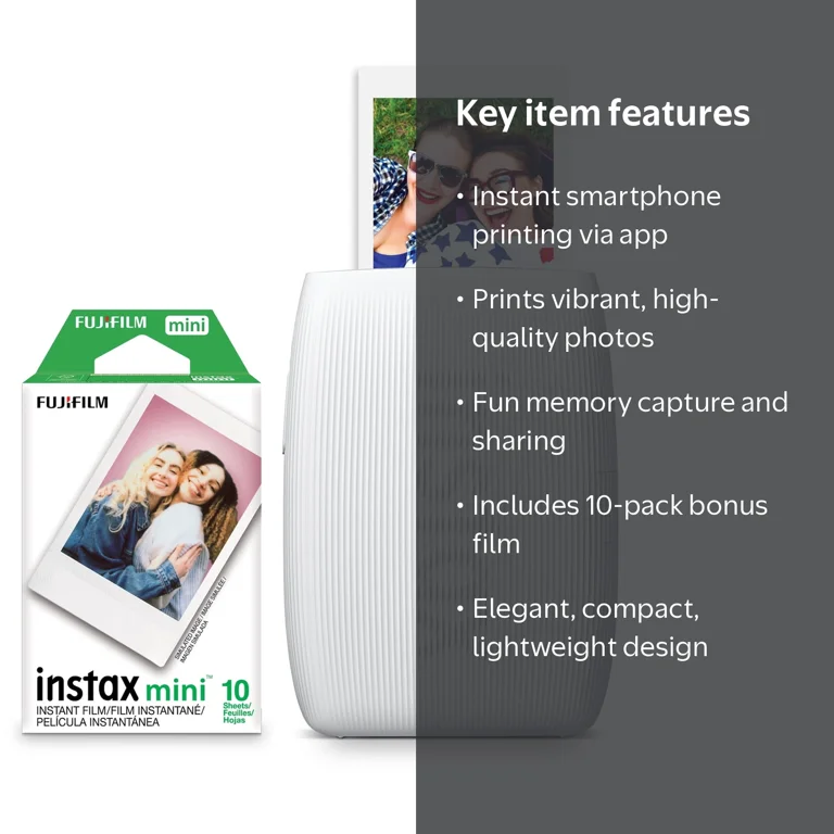 Fujifilm instax Mini Link 3 Smartphone Wireless Printer with 10