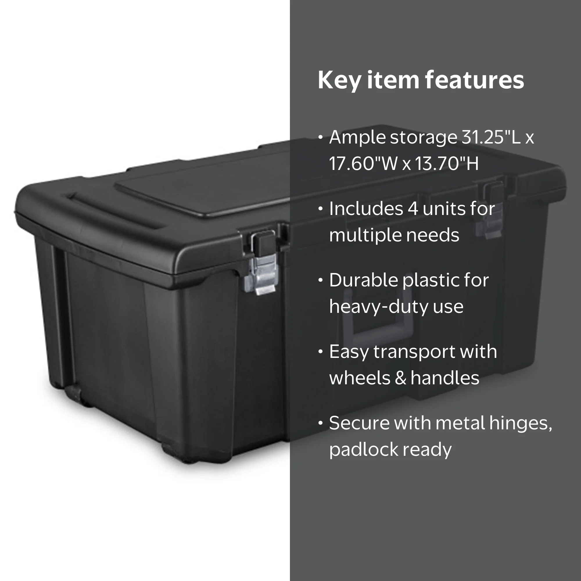 Sterilite, Footlocker Utility Storage Container, 4 Pack, Wheeled