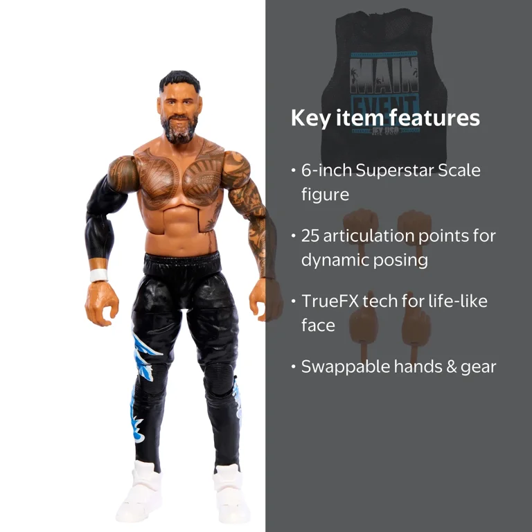 WWE Elite Top Picks Jey Uso Action Figure, 6-Inch Collectible Set