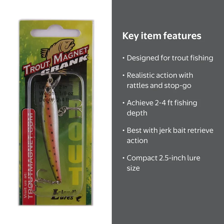 best crankbait lures for trout 3pcs Topwater Bass Lures, Saltwater Fishing Lure Kit, Propeller Hard Fishing Bait, Top water Pike Perch Musky Crappie Lures, with Floating Rotating Tail Tractor (AH8515N- 3.35" 0.53oz) The Lelands Trout Magnet Crank is designed specifically for trout Micro HD Trout 1.5"