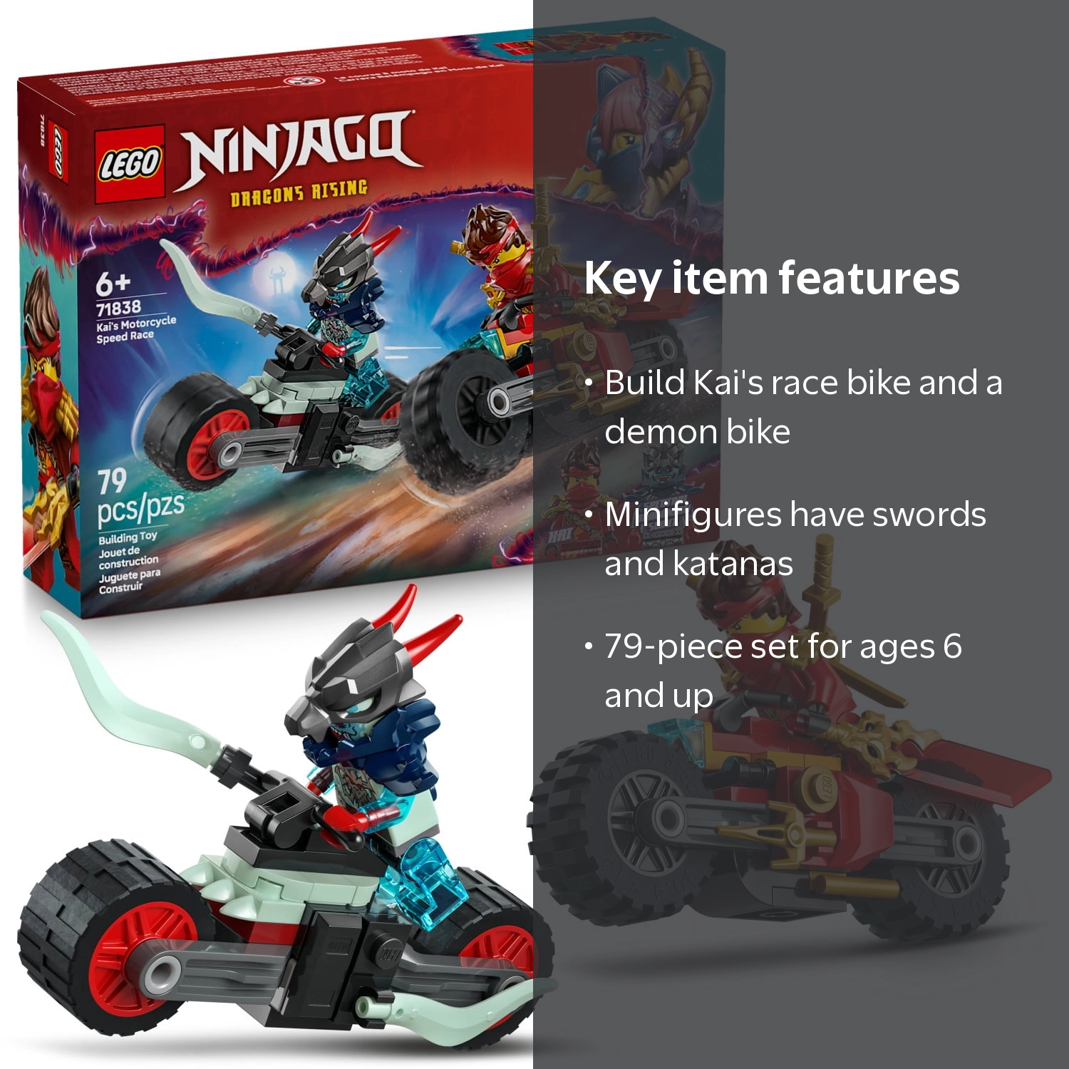 LEGO NINJAGO Kai's Motorcycle Speed Race, Red, 79 pieces - Walmart.com