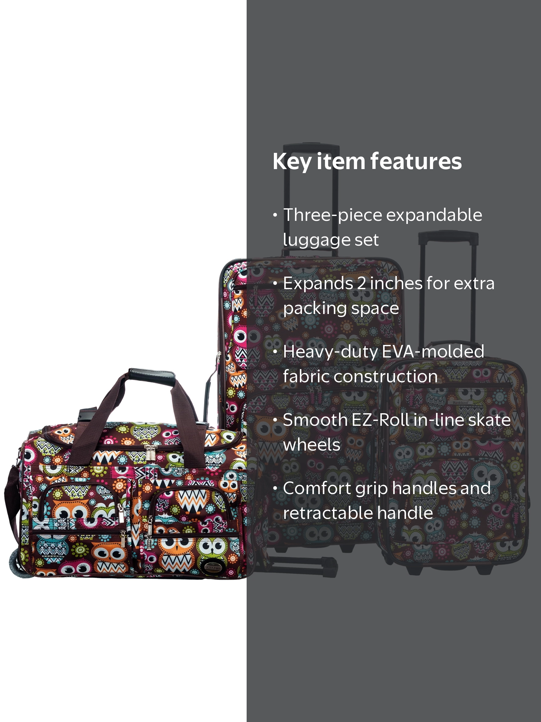 Rockland, Luggage, Spectra 3 Piece Softside Set, Multicolor