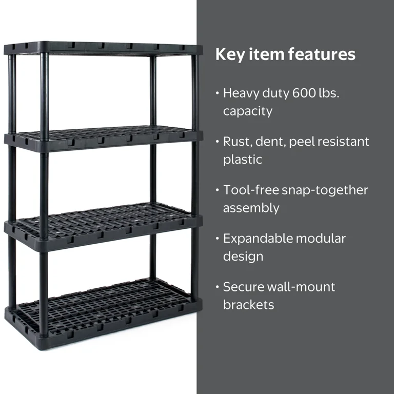 gracious Gracious Living Knect-A-Shelf Heavy-Duty 4-Shelf Plastic Shelving