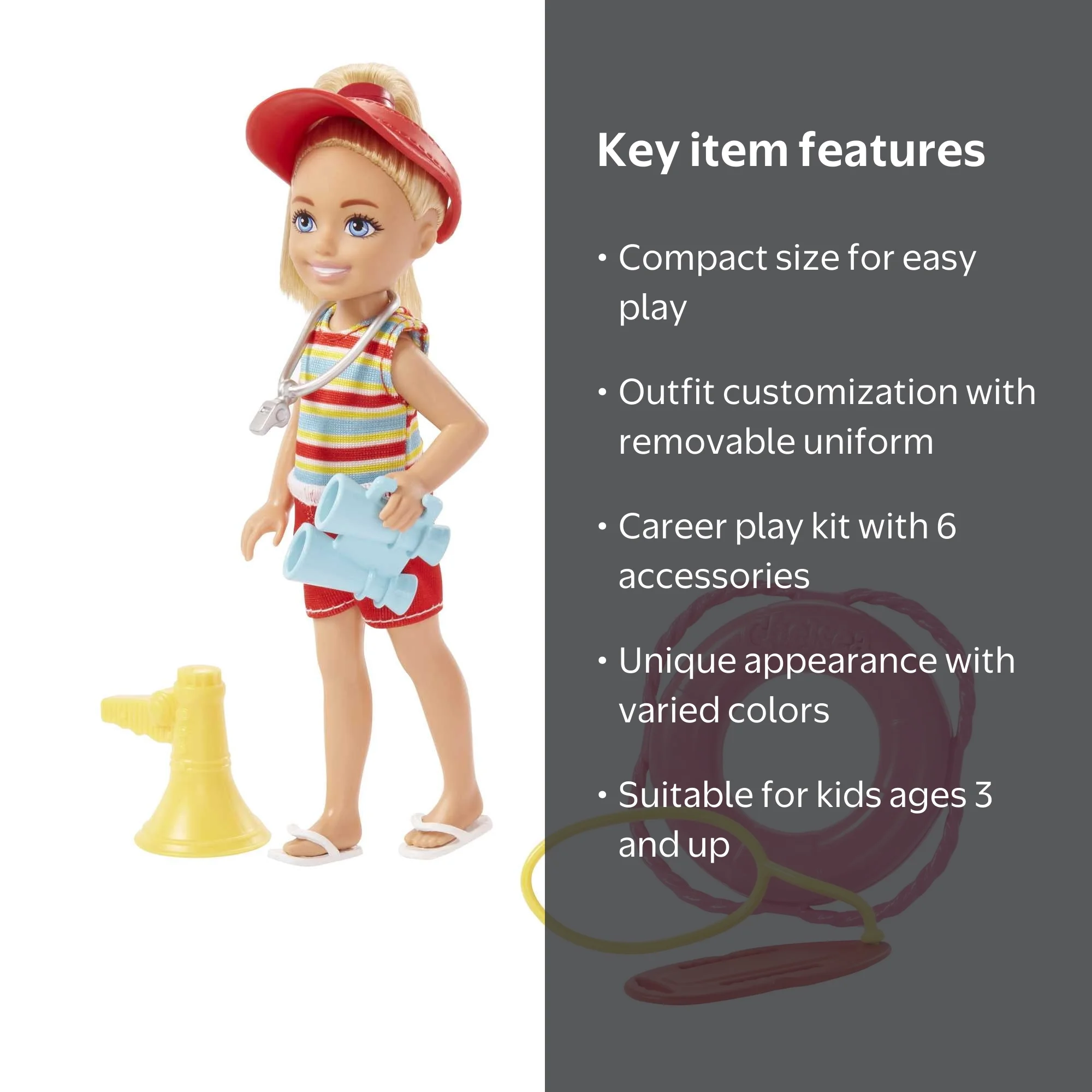Barbie Chelsea Can Be Lifeguard – Kleines Puppenset Mit Outfit & 6 Accessoires, Für Kinder Ab 3 Barbie Chelsea Can Be Lifeguard – Kleines Puppenset Mit Outfit & 6 Accessoires, Für Kinder Ab 3