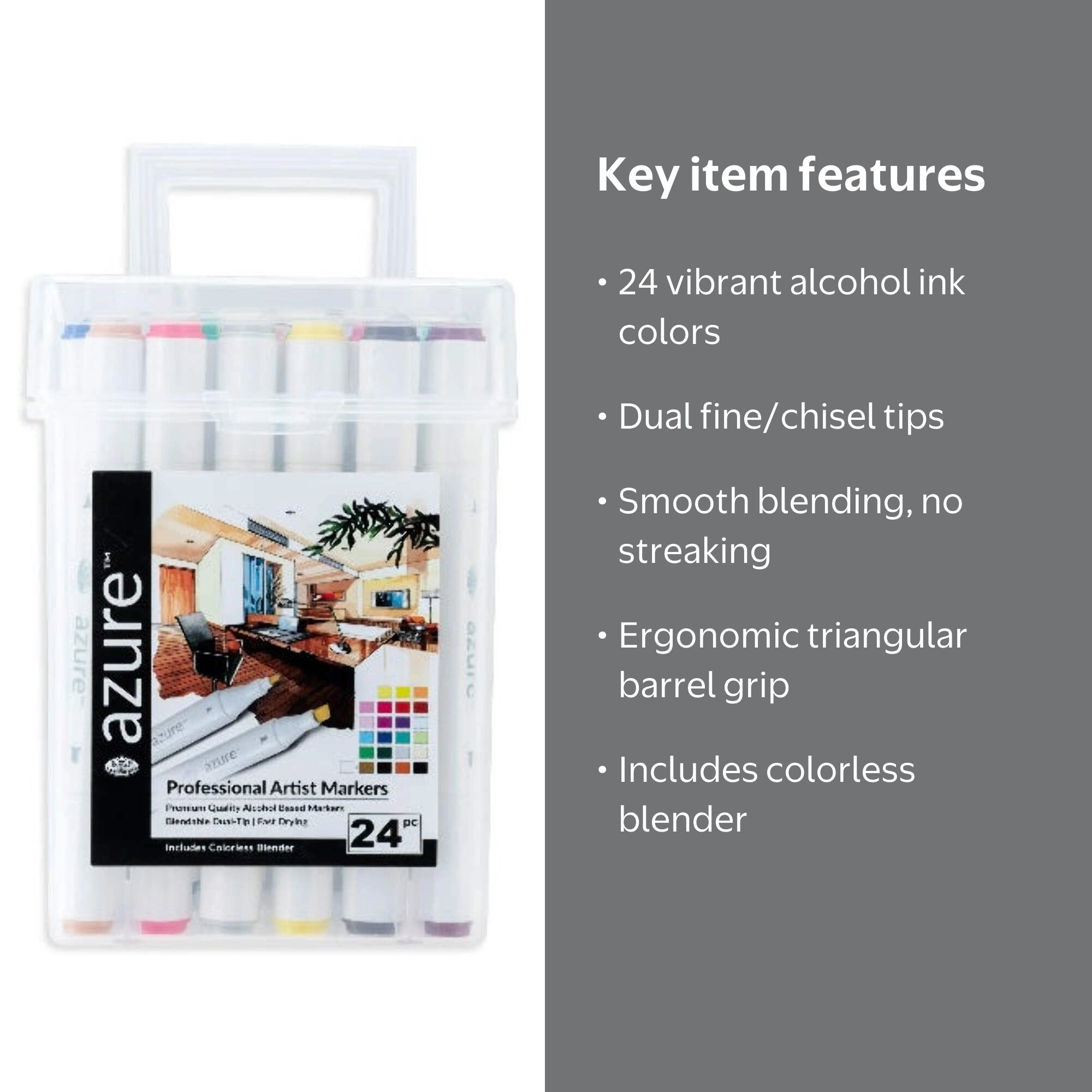 Royal & Langnickel Azure 24 Pc Dual-Tip Alcohol Based Color Marker