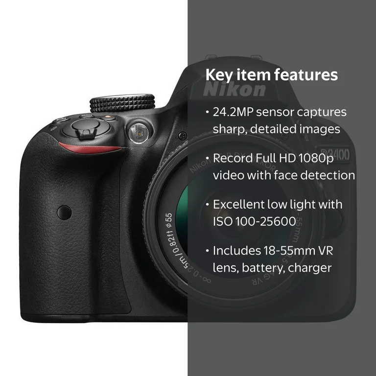 Nikon D3400 Digital SLR Camera with 24.2 Megapixels and 18-55mm
