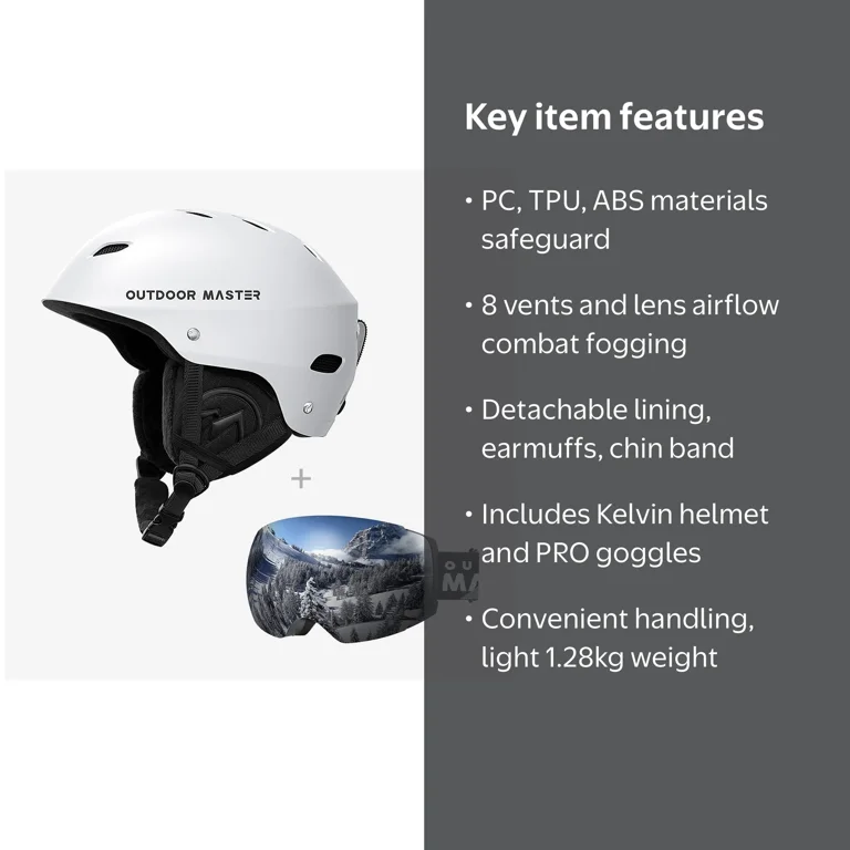 black snowboard helmet white goggles Ski Spy Raider (Matte ml It is crucial to wear the helmet and all its components LOW PRO Snow Certified Helmet