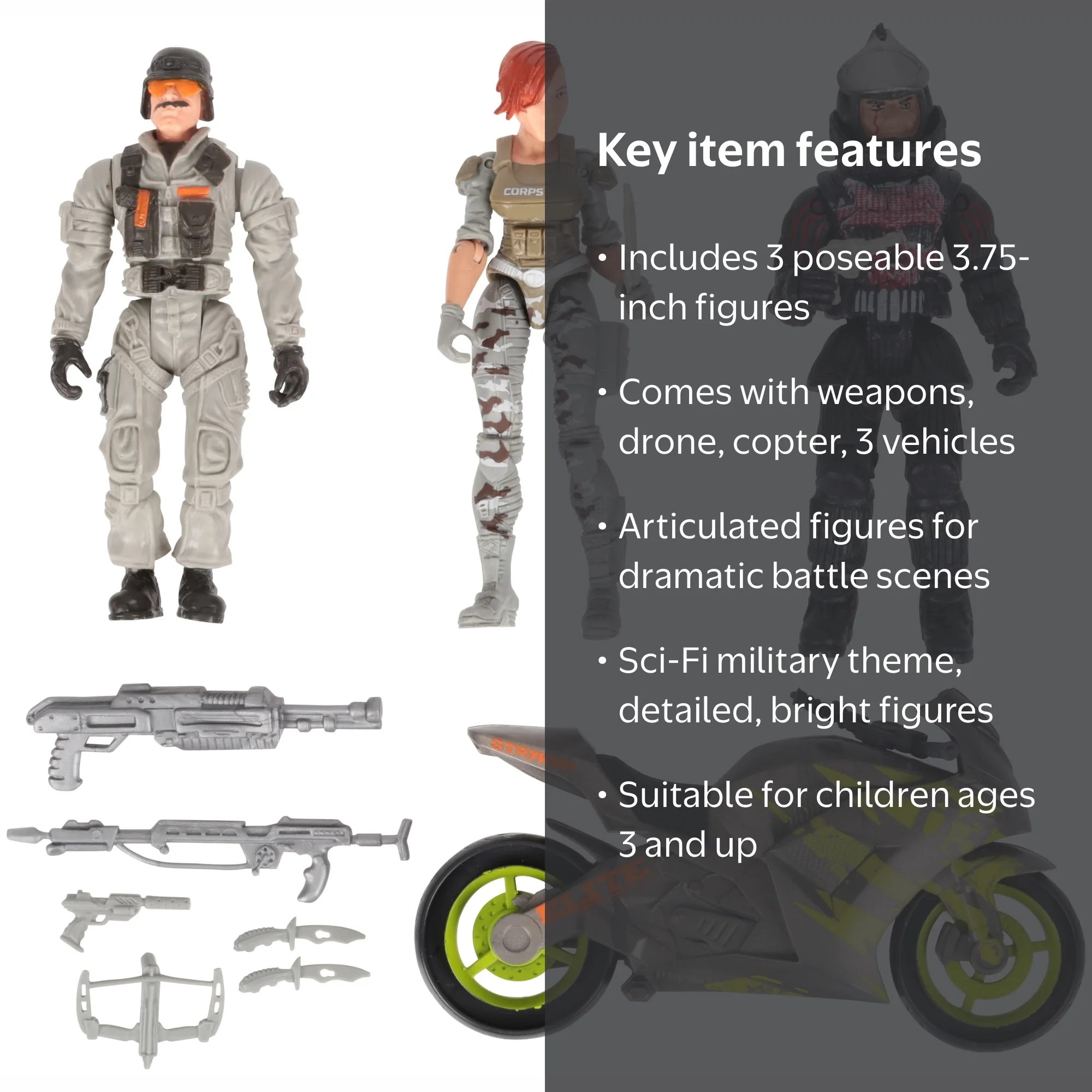 The Corps Elite Triple Threat Action Figures(Item May vary