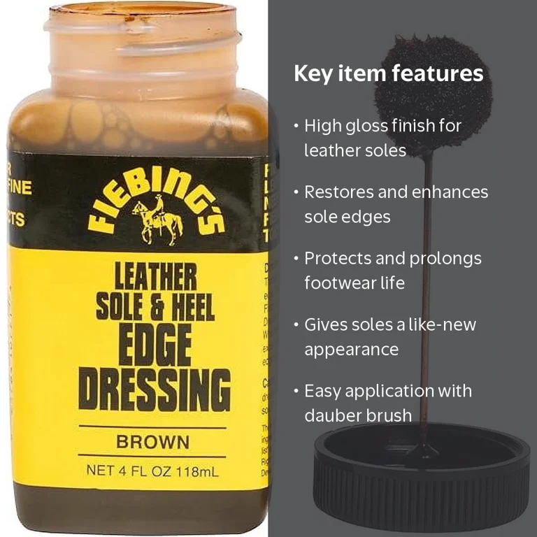 Fiebing's Leather Sole & Heel Edge Dressing (4 oz) - High Gloss, Protective Shoe Dressing Polish
