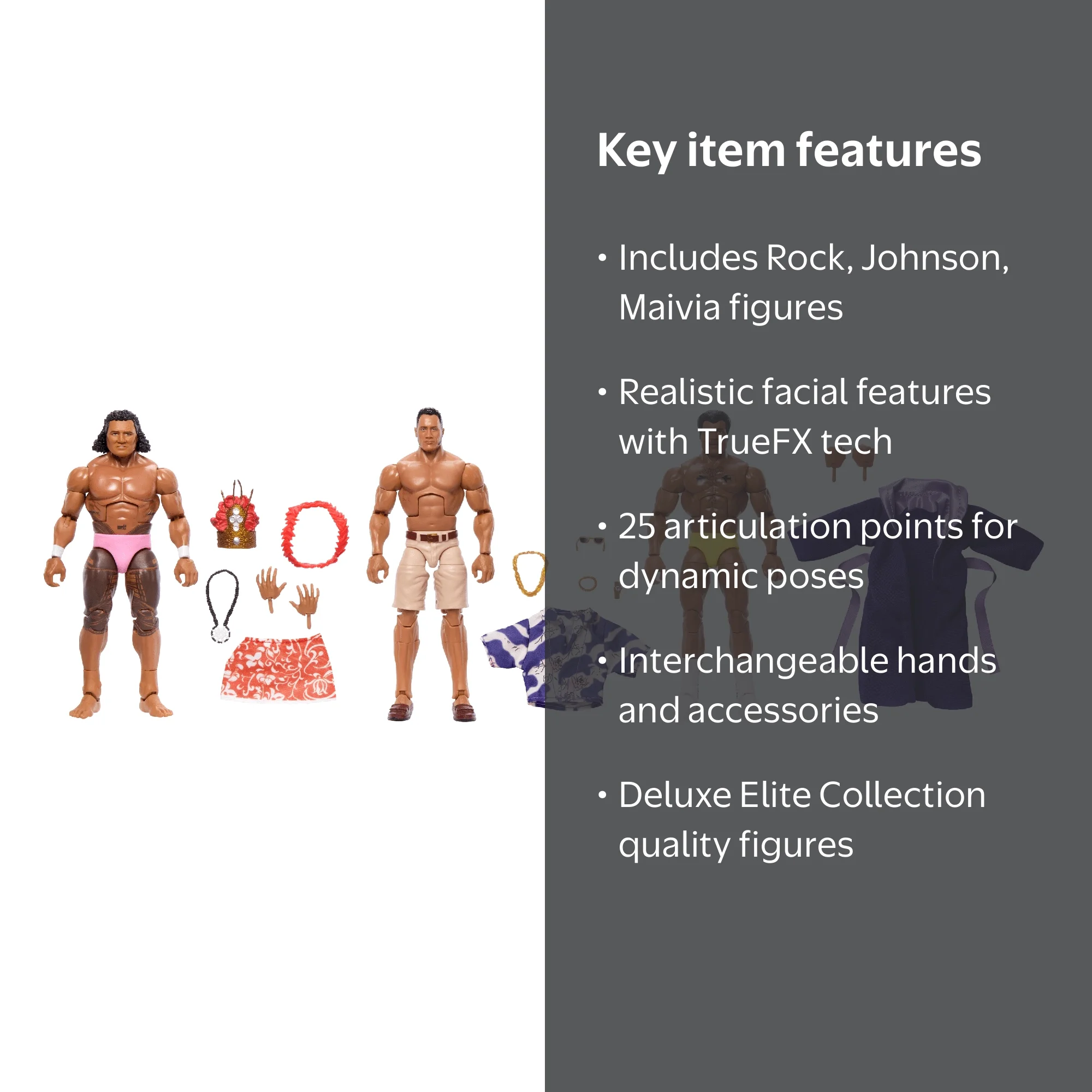 WWE, Elite Action Figure, The Rock Rocky Johnson Maivia 3-Pack
