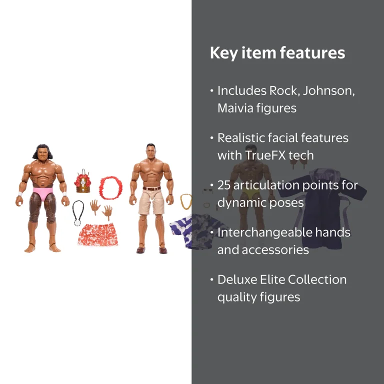 WWE, Elite Action Figure, The Rock Rocky Johnson Maivia 3-Pack