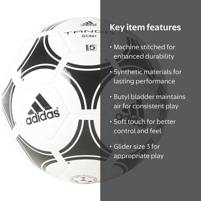 adidas, Soccer Ball, Glider 3, White/Black/Glider, Machine