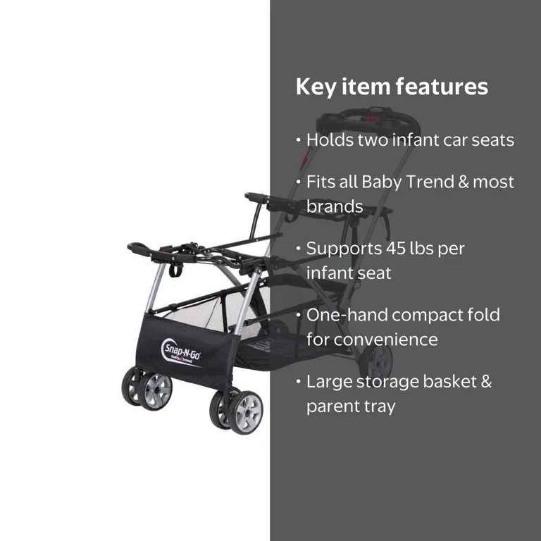 Baby Trend, Double Car Seat Carrier Stroller, SG33100, Black