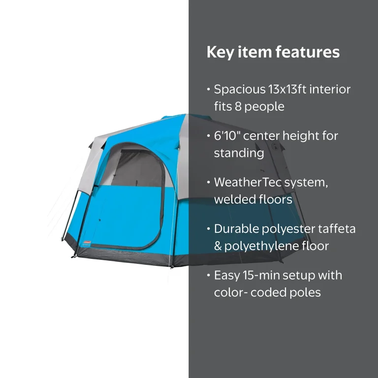 Coleman 13' x 13' Octagon Camping Tent, Instant Setup, Privacy