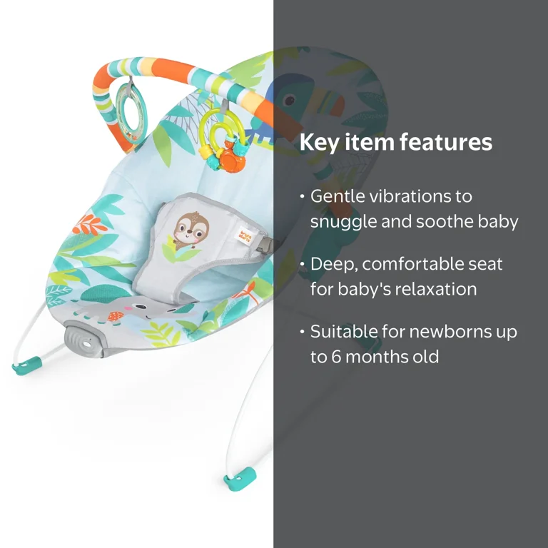 Bright Starts, Baby Bouncer, Rainforest Vibes, Vibrating with Toy