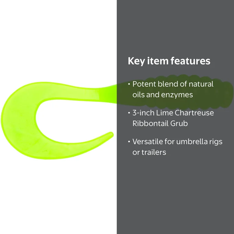 YUM Ribbontail Grub Soft Plastic Lime Chartreuse 3