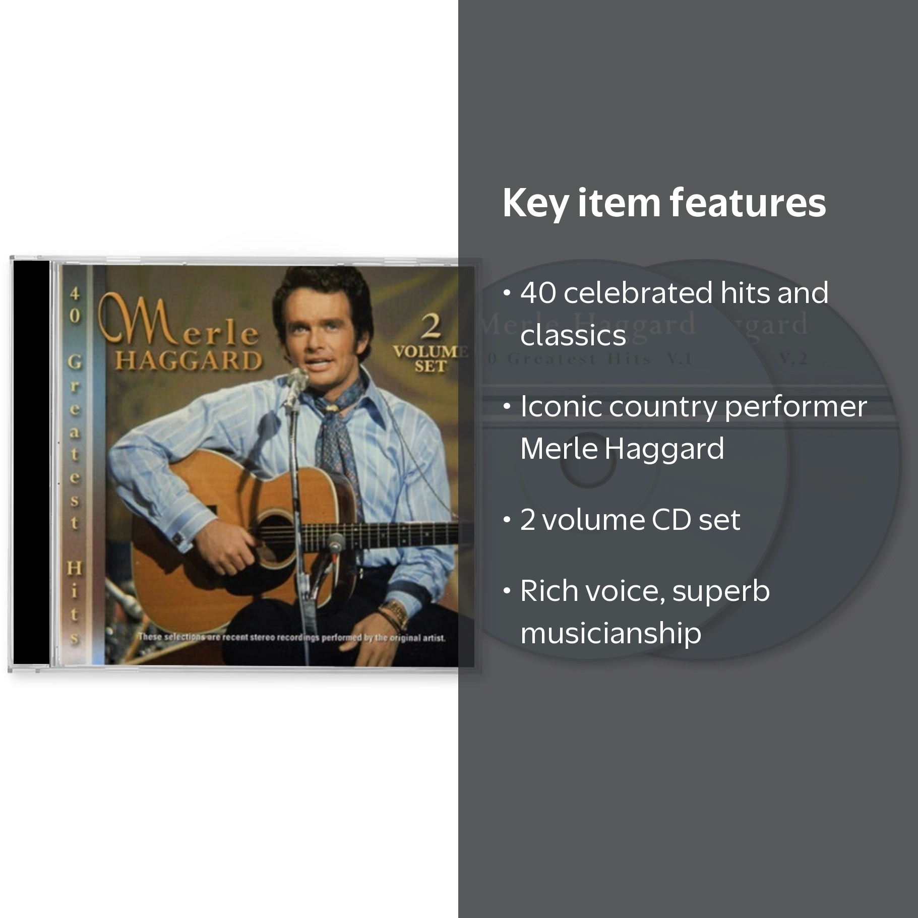 Compendia, Merle Haggard, 40 Greatest Hits, Music & Performance