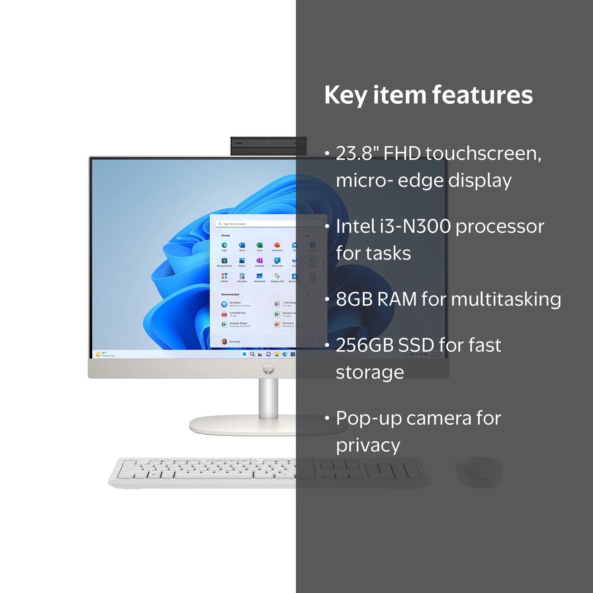 美品☆HPi3-6100 8GB 新品SSD240GB Wi-Fi Office HP 23.8