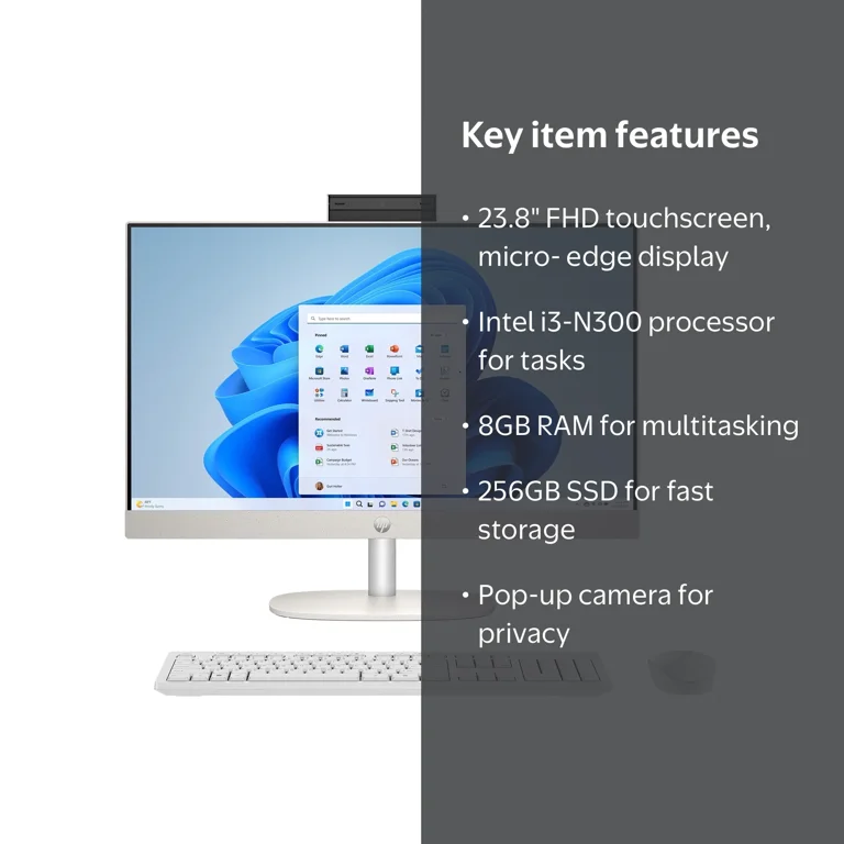 HP 23.8 inch All-in-One Desktop PC FHD Touchscreen Intel i3 , 8GB
