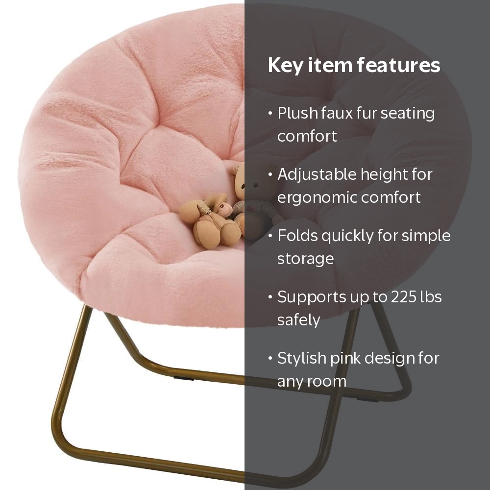 GIANNA Faux Fur Saucer Chair - Foldable Design - Walmart.com