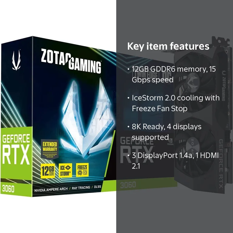 ZOTAC GAMING GeForce RTX 3060 Twin Edge OC 12GB GDDR6 GPU PC
