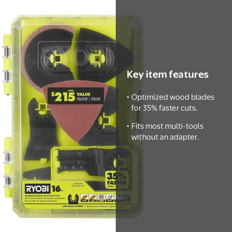 Ryobi, Oscillating Multi-Tool Blade Set, Model#: A241601, 16-Piece