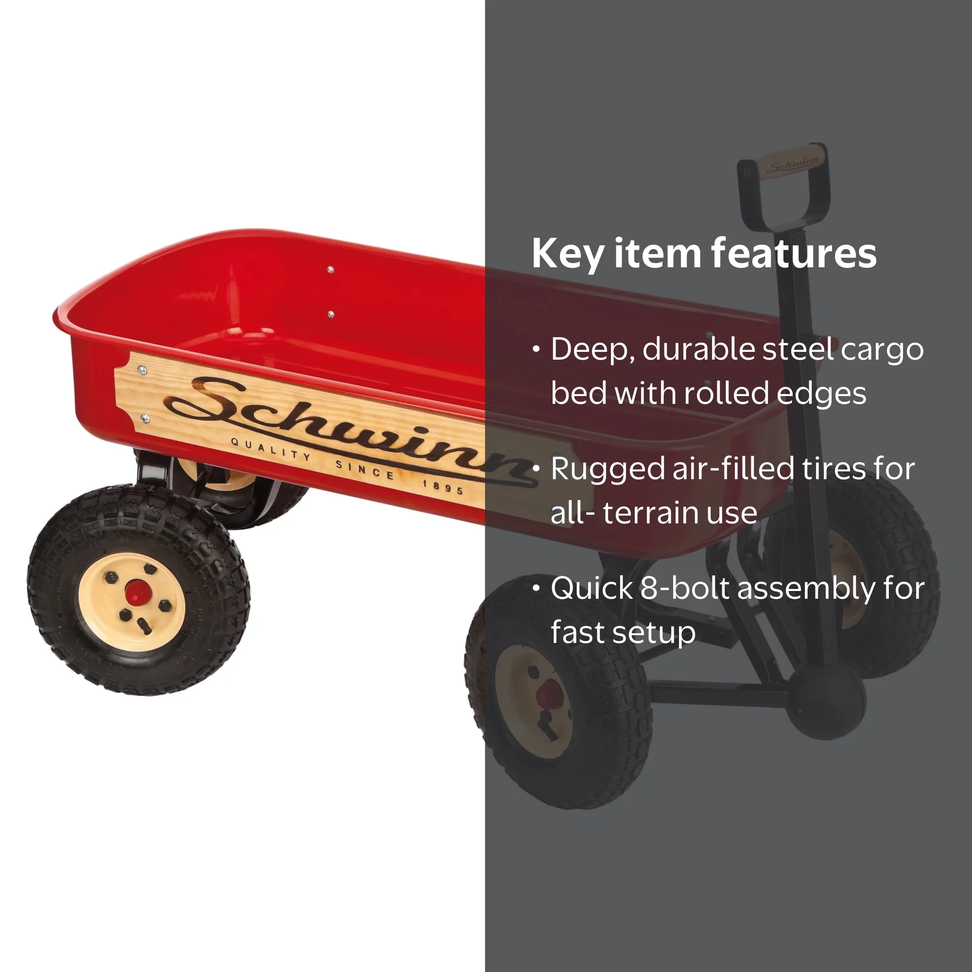 Schwinn All Terrain Quad Steer Wagon, 4x4 Steering, Durable Steel
