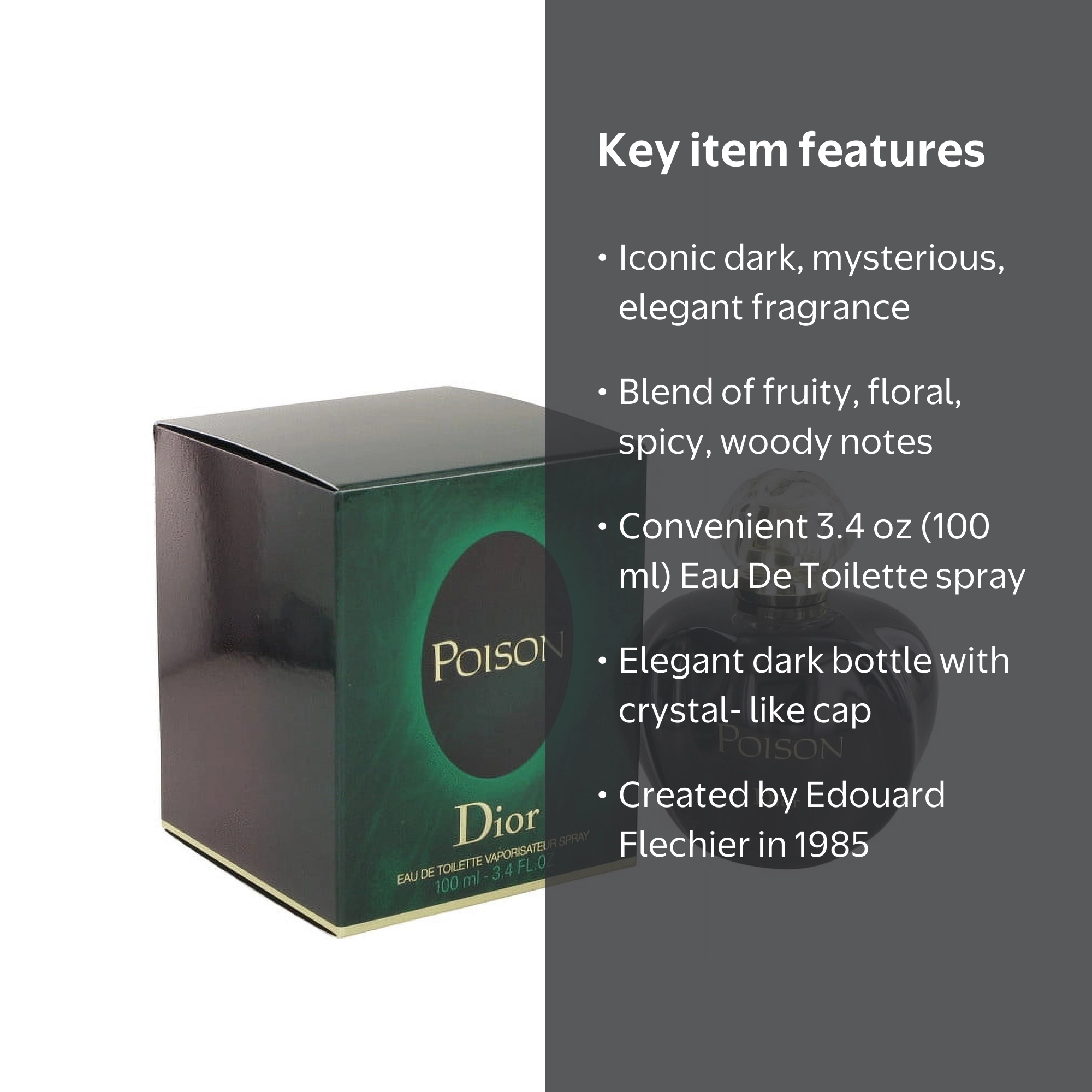 Christian Dior's Iconic Poison Perfume, 3.4 oz Eau De Toilette