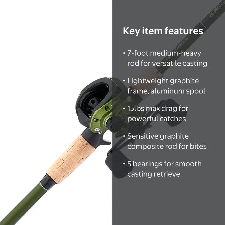 baitcasting reel for medium heavy rod Kilitn Fishing and Combo, Combo Baitcast Reel, 6 Foot 7 Foot 2-Piece, Durable Fiberglass Wrapped Carbon Fiber Rod with Comfortable EVA Handle (Left-Hand Reel Ready Catfishing Reel with Carbon Fiber Drag System Monarch Baitcast Combo 7' /