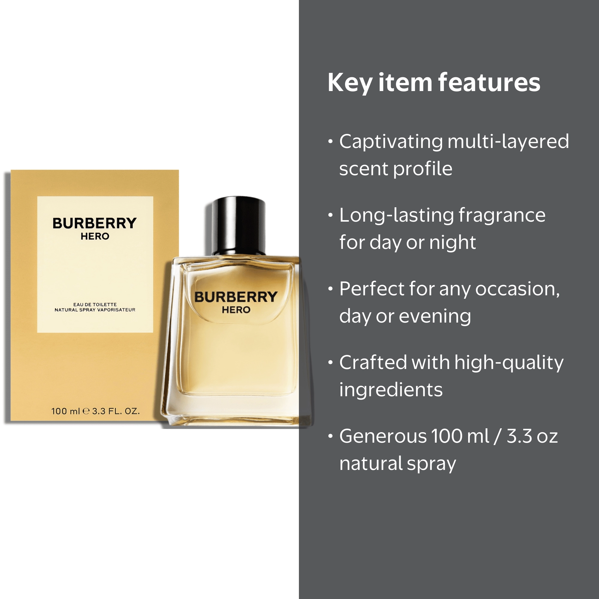 Burberry Hero Eau De Toilette Perfume Natural Spray 100 ml / 3.3