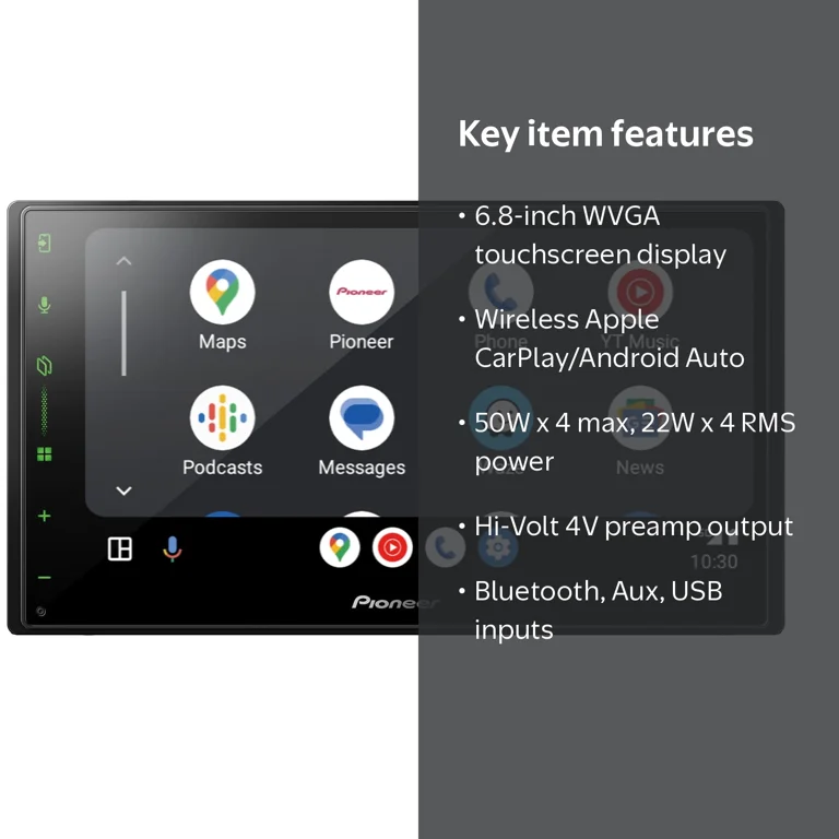 Pioneer 6.8-In. Car In-Dash Unit, Double-DIN Digital Media
