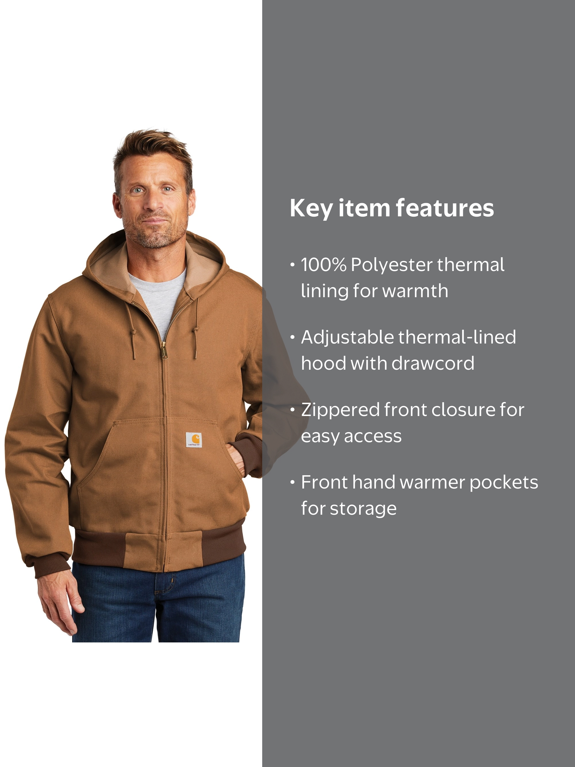 Carhartt Men's J131 Thermal Lined Hooded Duck Active Jacket Carhartt Men's J131 Thermal Lined Hooded Duck Active Jacket