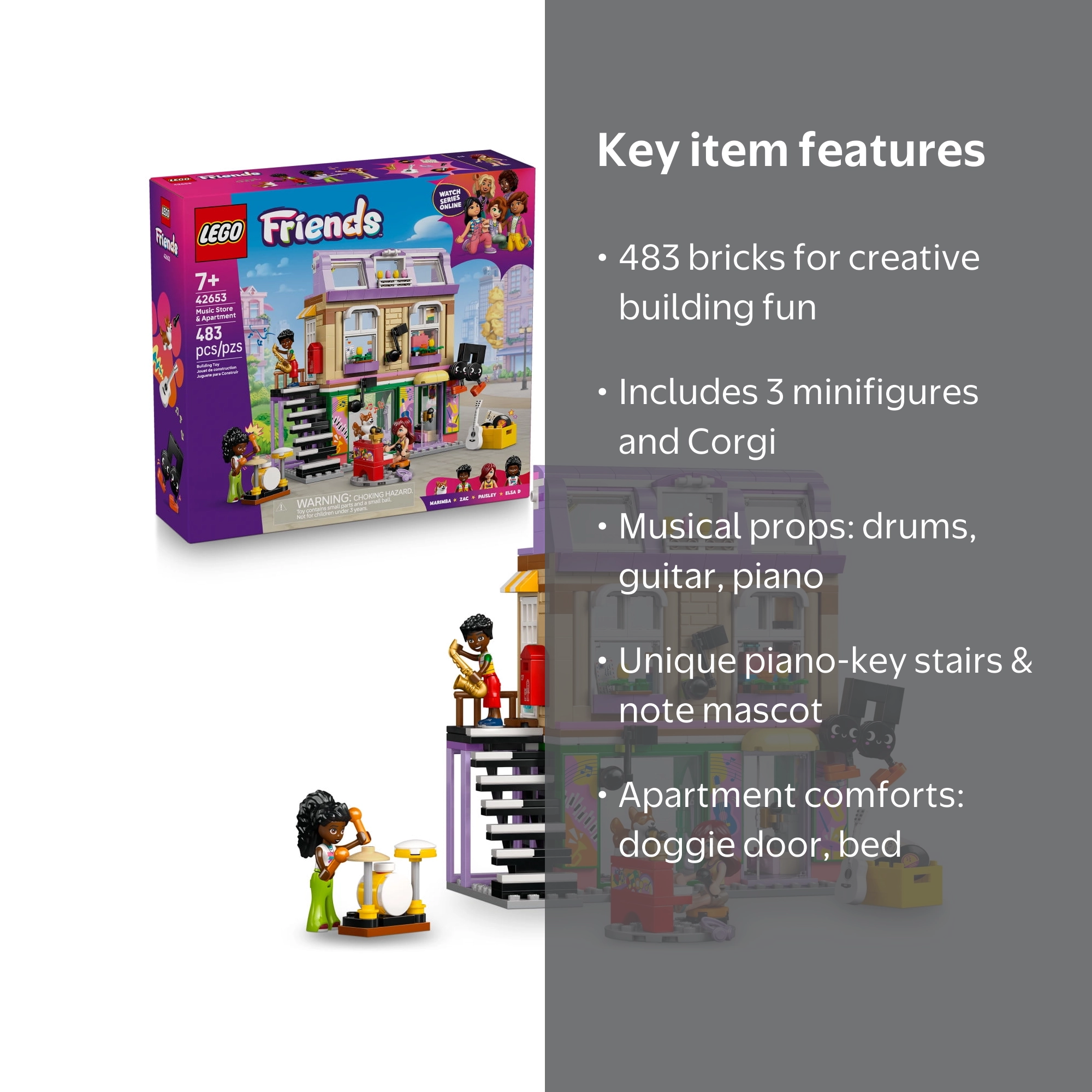 LEGO Friends Music Store & Apartment Building Set - Interactive