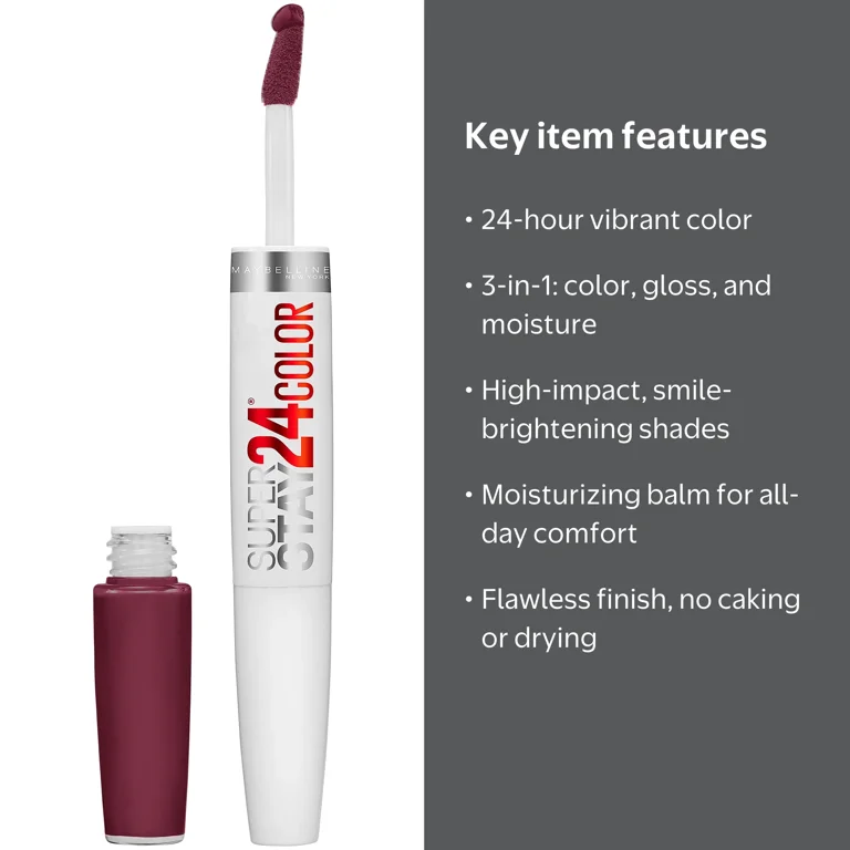 Maybelline SuperStay 24 2-Step Liquid Lipstick, Merlot Armour