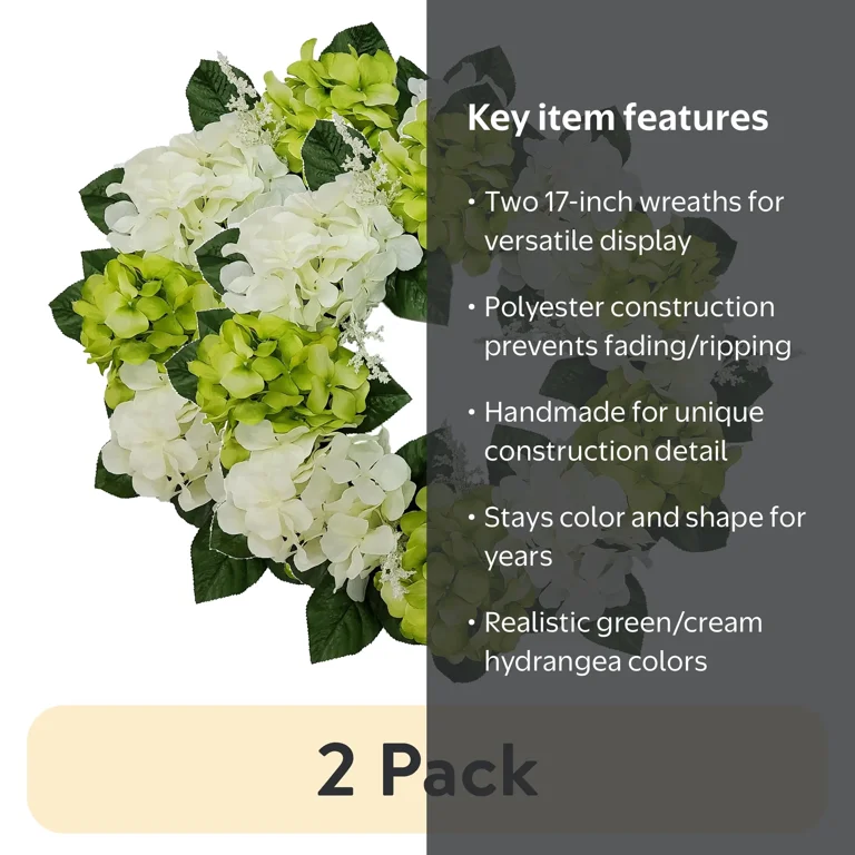 Mainstays 17in Artificial Hydrangea Wreath - Walmart.com