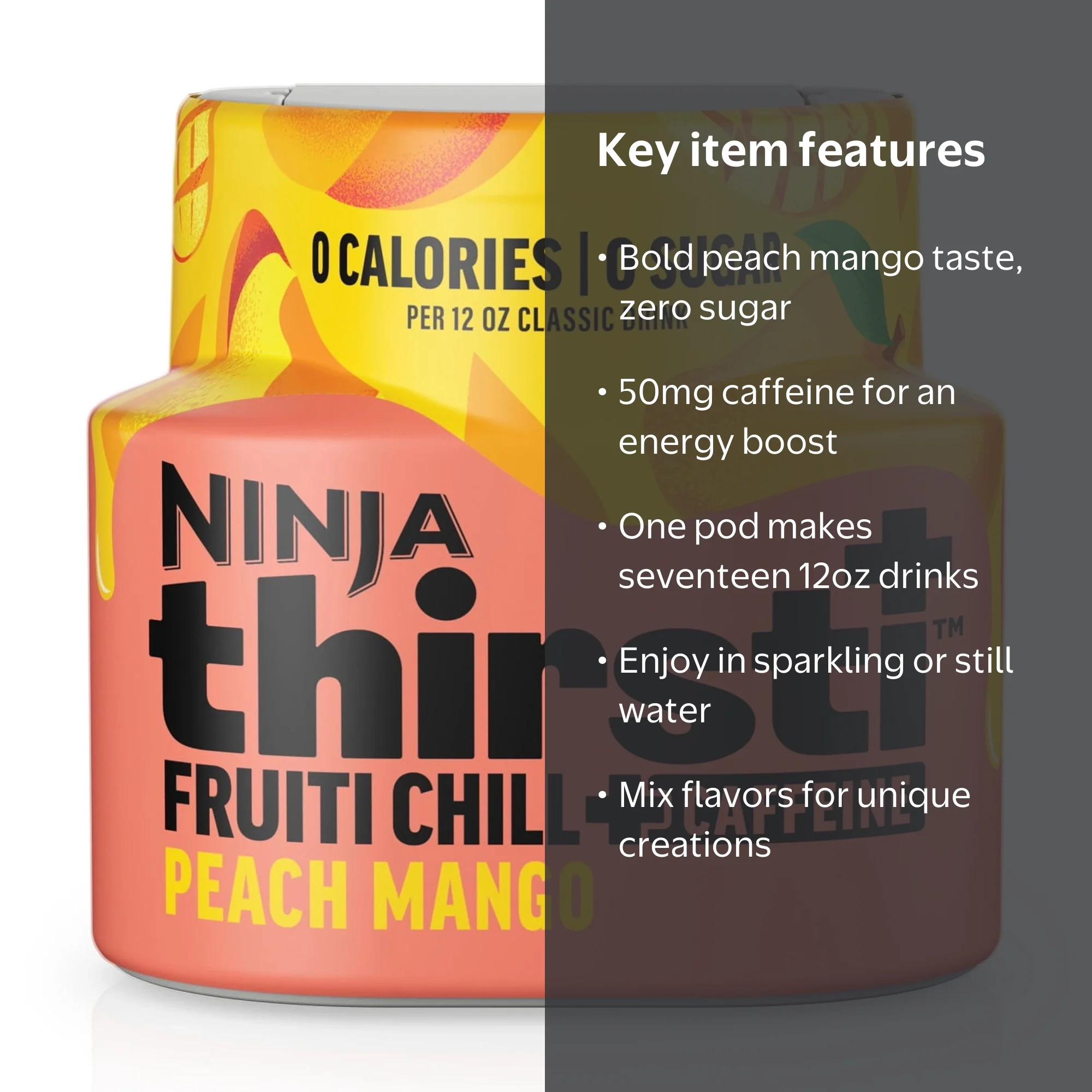 Ninja Thirsti FRUITI CHILL + CAFFEINE Peach Mango Flavored Liquid