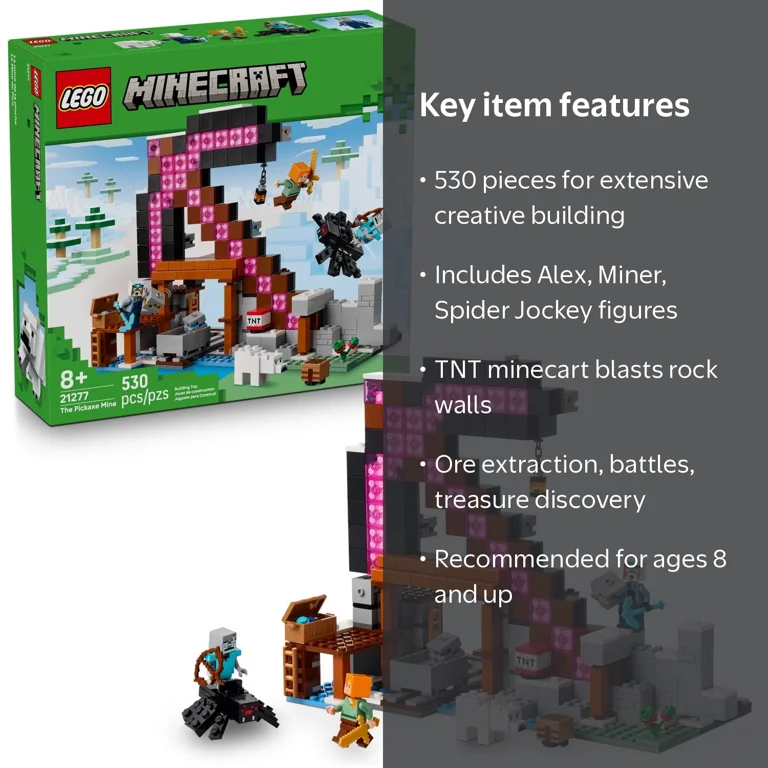 LEGO Minecraft the Pickaxe Mine, 21277, Creative Building Set for