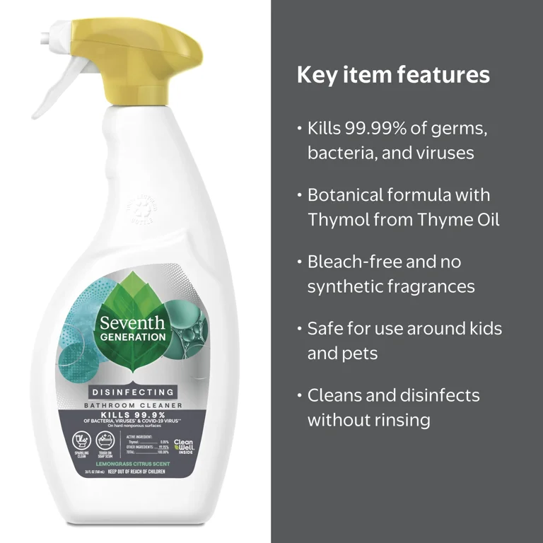 Seventh Generation Bathroom Disinfectant Spray Cleaner, 26 fl oz